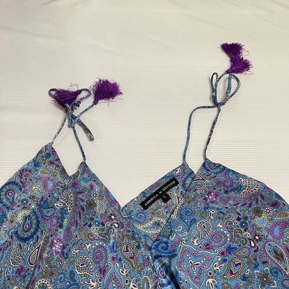 America & Beyond Blue Paisley Jumpsuit Romper Size Large - Picture 3 of 7